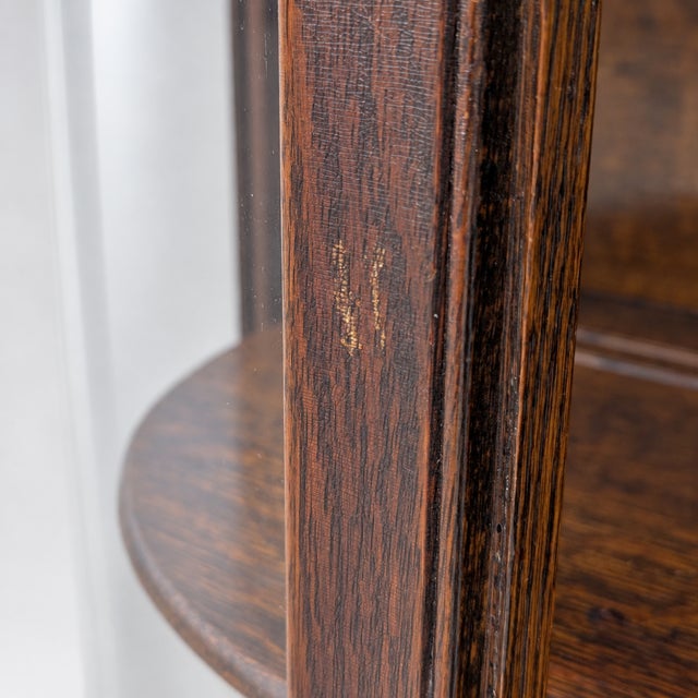 Vintage Oak Bow-Front Curved-Glass China Cabinet With Claw Feet For Sale - Image 13 of 18