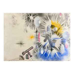 Mason RaderSurrealist Spray Paint Mixed Media Snowfall Aurora Borealis Mason Rader Paintin, 1994