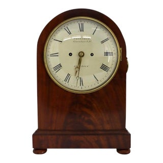 Antique English Frodsham Flame Mahogany Bracket Clock With Shelf C1820 For Sale