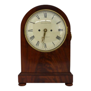 Antique English Frodsham Flame Mahogany Bracket Clock With Shelf C1820
