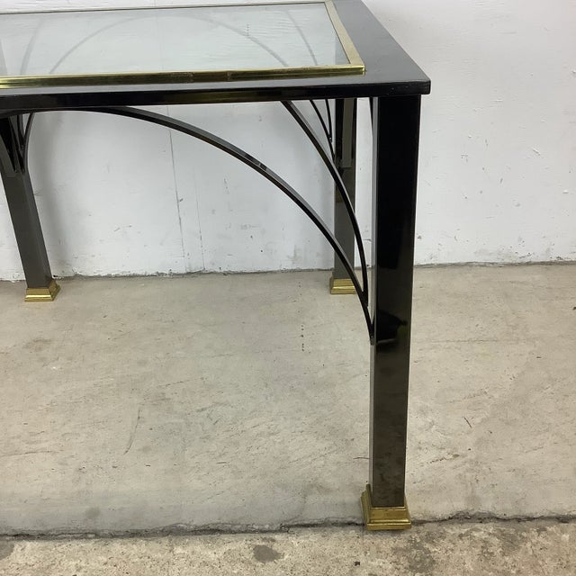 DIA - Design Institute America Regency Modern Dark Chrome and Glass End Table- Design Institute of America For Sale - Image 4 of 13