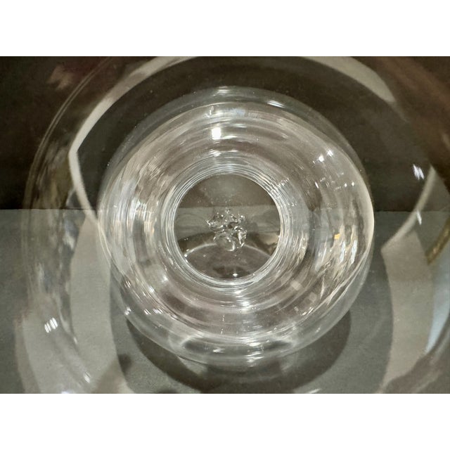 Mid 20th Century Mid 20th Century Handblown Clear Art Glass Decanter Carafe 9.25" Bulbous Form Studio Glass Attributed Simon Pearce For Sale - Image 5 of 7