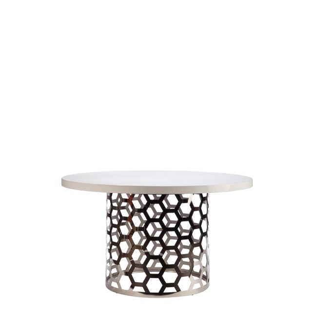 Contemporary Laguna Silver and White Dining Set - 7 Pieces For Sale In Los Angeles - Image 6 of 8