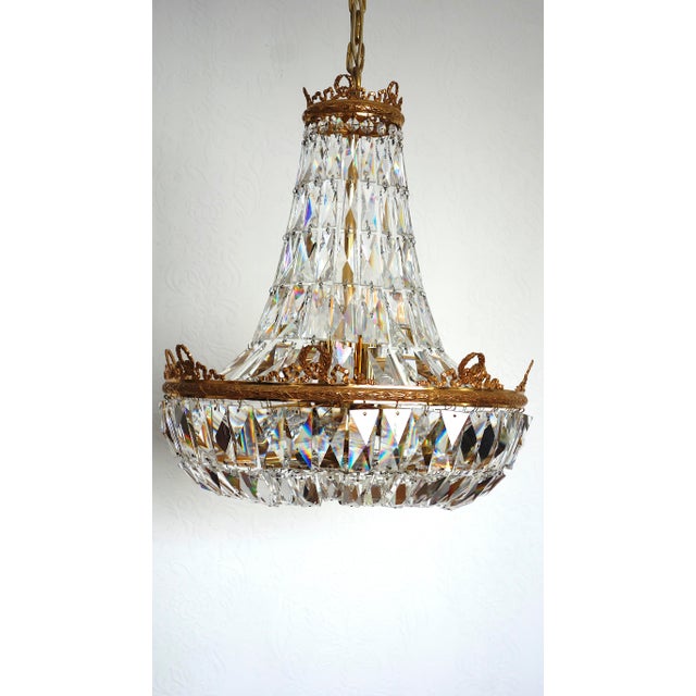 1960s Brass and Lead Crystal 9-Flame Chandelier from Palwa, 1960s For Sale - Image 5 of 18