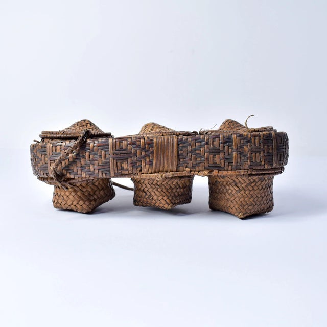 Early 20th Century Very Rare Kuba Triple Lidded Basket For Sale - Image 4 of 15