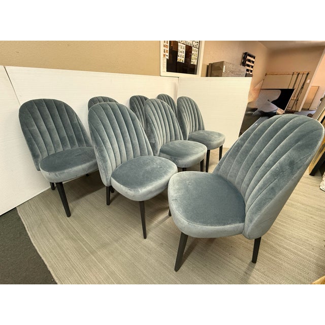Arhaus Arco Channel Back Banks Velvet Dining Chairs, Set of Eight For Sale - Image 9 of 12
