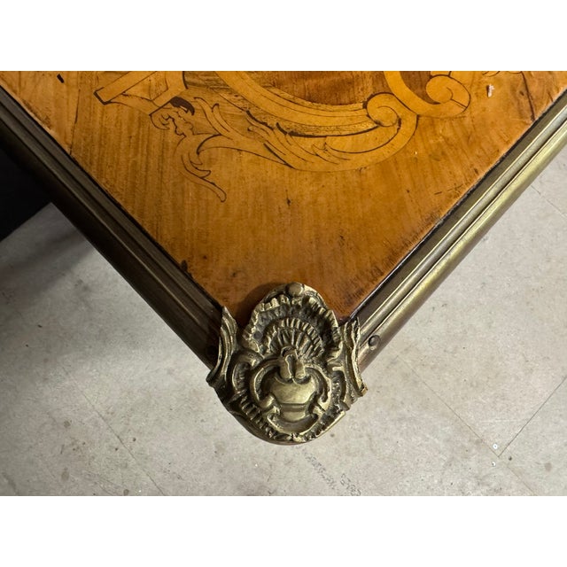 Brown Antique French Marquetry Desk, 1900 For Sale - Image 8 of 18
