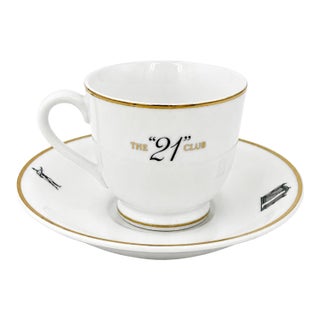 Vintage the 21 Club Nyc Restaurant Demitasse Cup & Saucer New York City For Sale