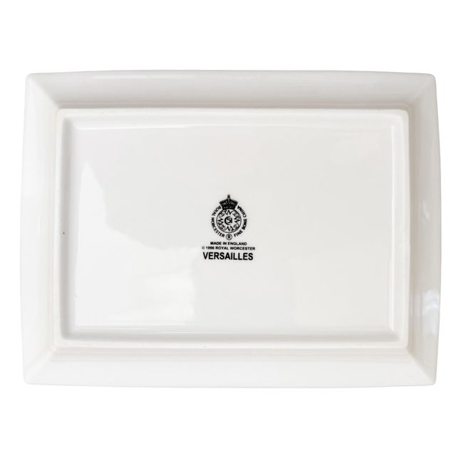 Royal Worcester "Versailles" Fine Bone China Rectangular Trinket Tray With Orangerie Motif For Sale - Image 9 of 9
