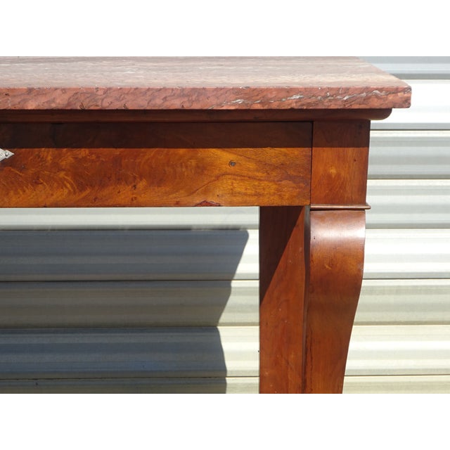 Charles X Restoration Console in Walnut and Marble, 1830 For Sale - Image 4 of 18