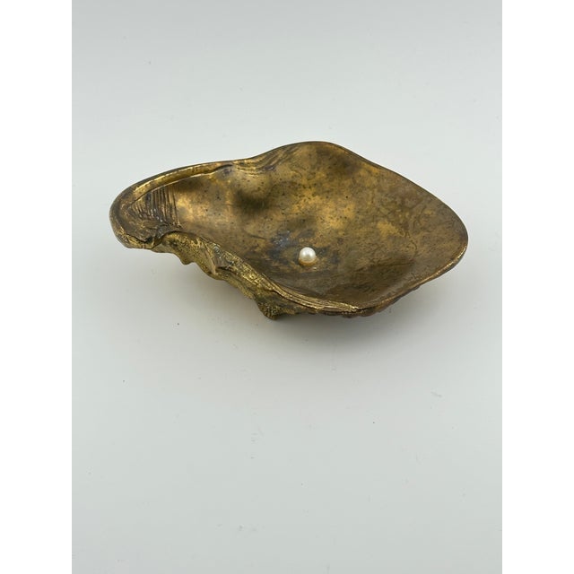 2010s Vintage Brass Shell Trinket Dish For Sale - Image 5 of 6