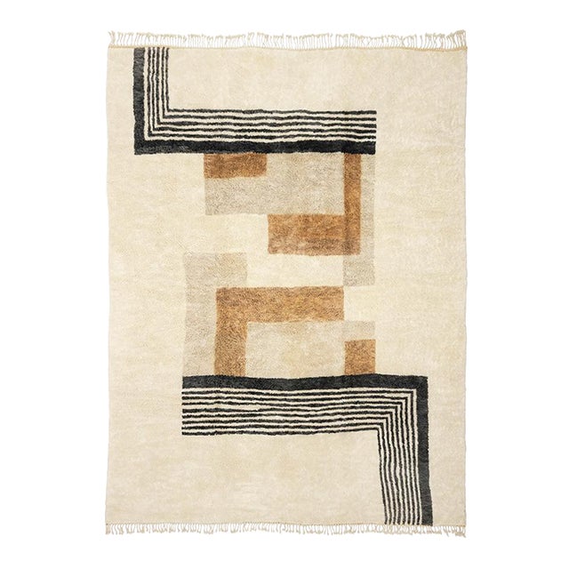 Oversized Modernist Geometric Hand-Knotted Wool Rug | 15'3" X 11'7" | One of a Kind For Sale