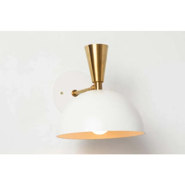 White 'Lola Ii' Sconces in White Metal and Brass - A Pair For Sale - Image 8 of 13