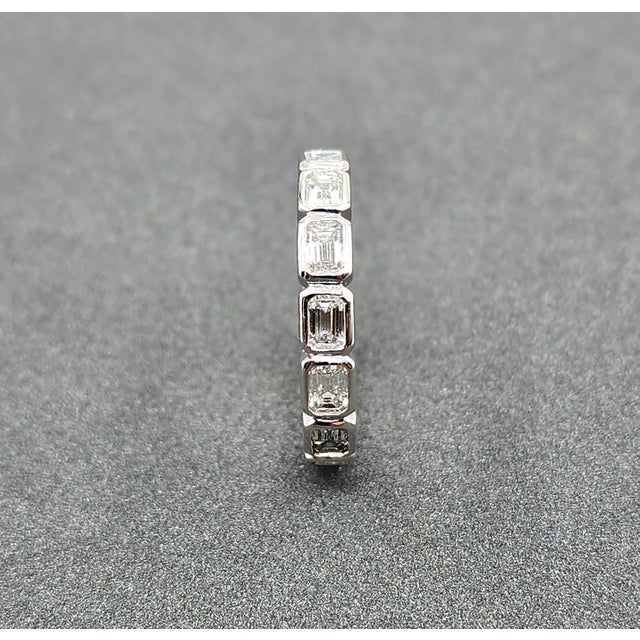 Early 21st Century 2.24 Ct Emerald Cut East-West Bezel Set Eternity Band Size 6.5 For Sale - Image 5 of 8