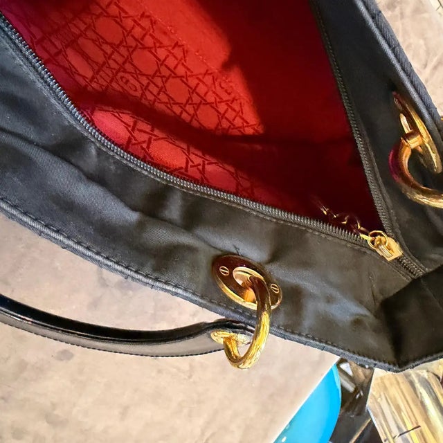 21st Century Black Fabric and Leather Large Lady Dior Bag by Christian Dior For Sale - Image 18 of 18