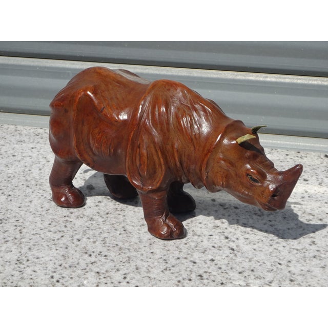 Vintage Leather Rhinoceros, India, 1950s For Sale - Image 4 of 14