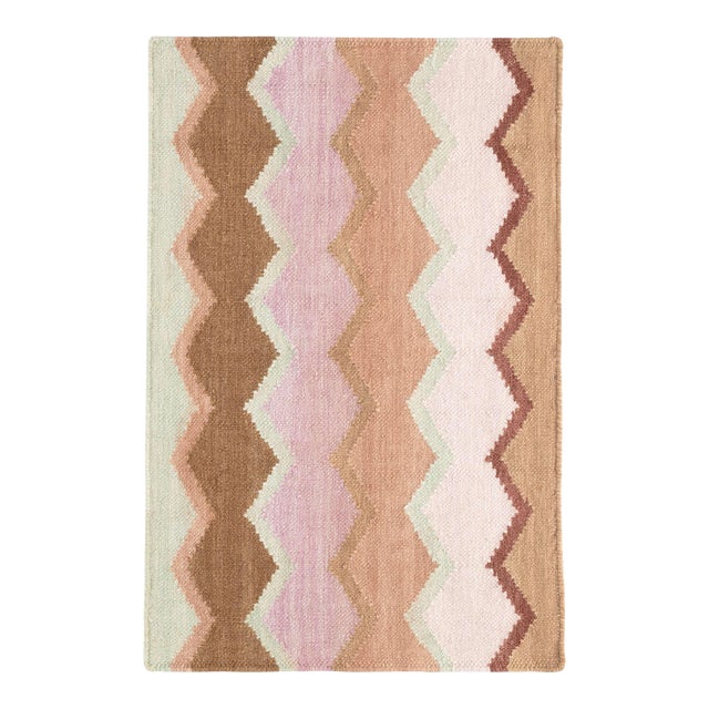 Kit Kemp for Dash & Albert Safety Net Earth Woven Wool Rug, 3' x 5' For Sale