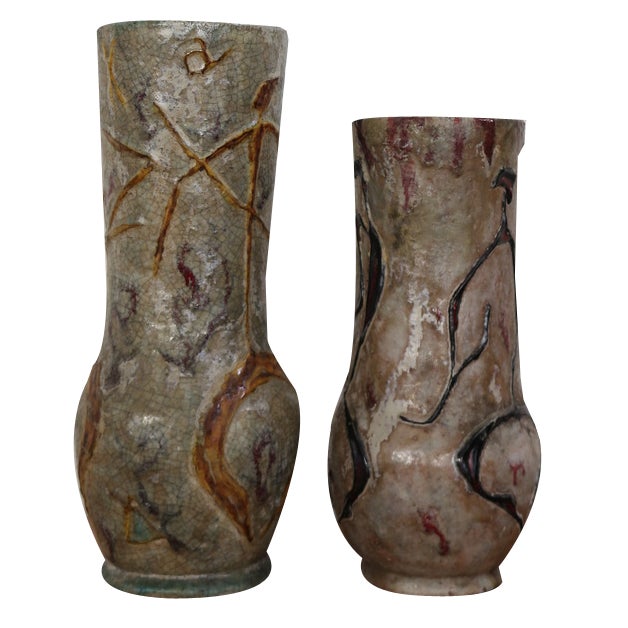 Ceramic Vases by Carlo Zauli, Italy, 1950s, Set of 2 For Sale