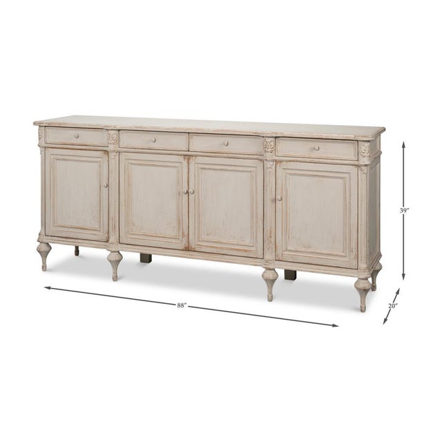 French Provincial White Painted Buffet Sideboard For Sale - Image 12 of 12