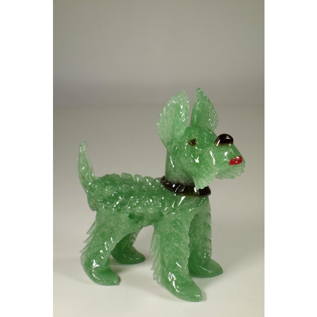 Art Deco Italian Pulegoso Green Murano Glass Terrier Dog Animal, 1930s For Sale - Image 3 of 10