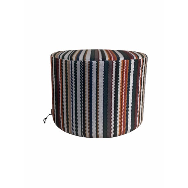 Burgundy Missoni Home Italian Zig Zag Stripe Cylindrical Pouf & Oversized Pillow Set, Made in Italy For Sale - Image 8 of 12