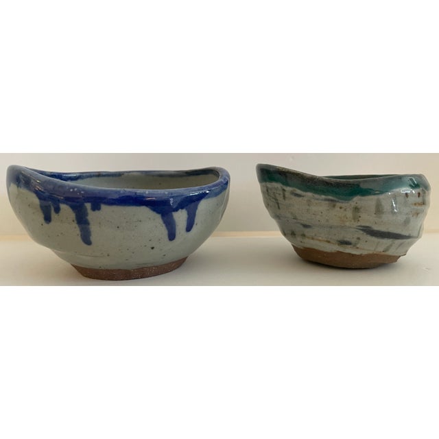 Organic Form Glazed Pottery Bowls Signed Cata - Set of 2 For Sale - Image 4 of 8