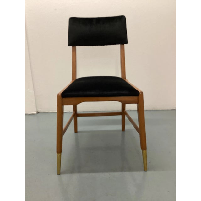 1950s Mid-Century Modern Velvet Couple Dining Chairs by Gio Ponti , Italy 1960s - Set of 2 For Sale In Los Angeles - Image 6 of 13