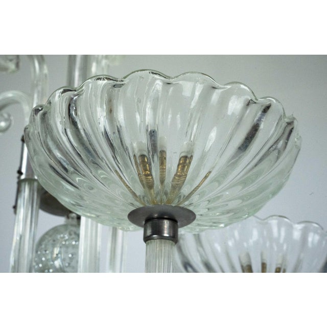 1940s Art Deco Italian Murano Glass Five-Arm Chandelier from Seguso, 1940s For Sale - Image 5 of 16