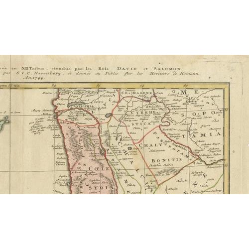 Hand-Colored Holy Land Map of Palestine from Homann Heirs, 1744 For Sale - Image 10 of 11