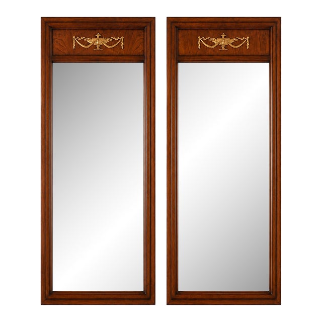 Pair of Federal Style Trumeau Mirrors | Neoclassical Wall Mirrors | Traditional Decor For Sale