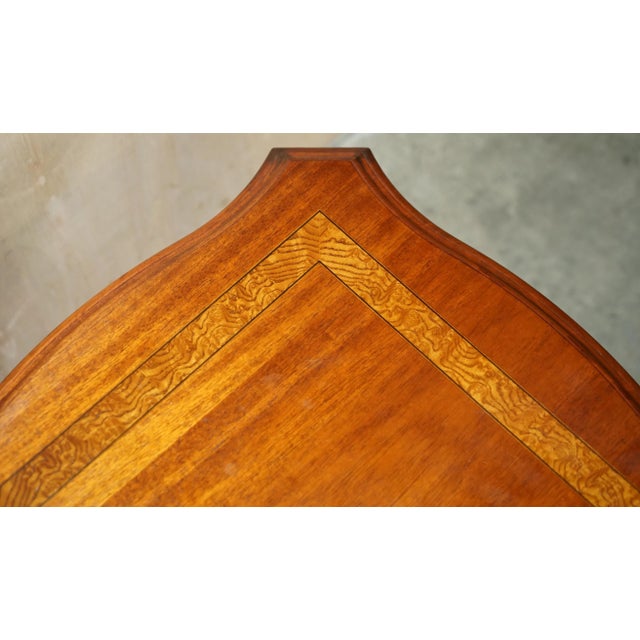 English Flamed Hardwood Side Table with Brass Castors For Sale - Image 11 of 13