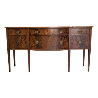 Hepplewhite Colonial Revival Flame Mahogany Bowfront Sideboard/Buffet For Sale