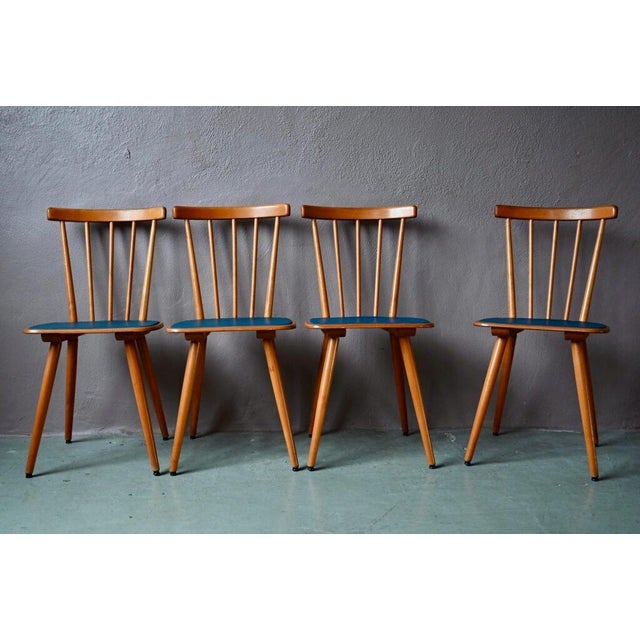 Mid-Century Compass-Legged Chairs with Spindles, Set of 6 For Sale - Image 5 of 18