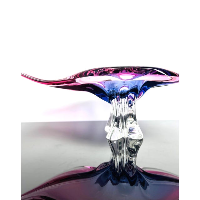Pink and Purple Art Glass Centerpiece Bowl for Chřibská, Czechoslovakia, 1960s For Sale - Image 6 of 12