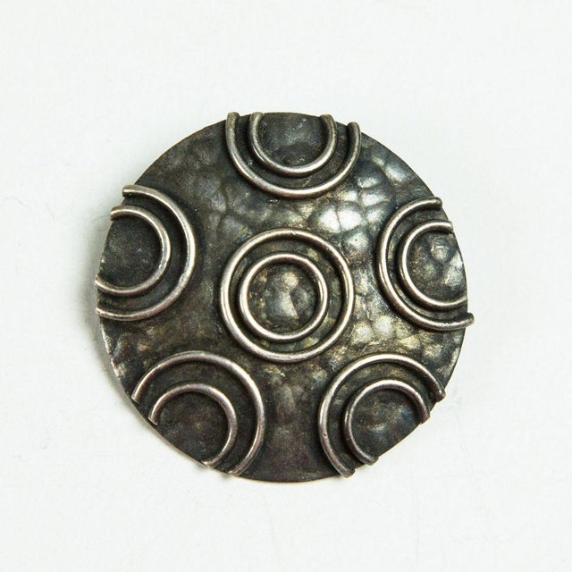 Mid-Century Modern Mid-Century Silver Plated Brass Brooch 1970s For Sale - Image 3 of 4