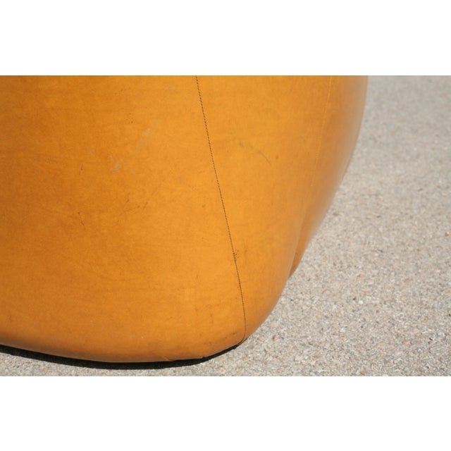 1970s Space Age 3-Seater Sofa in Orange Imitation Leather, 1970s For Sale - Image 5 of 18