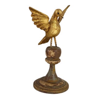 Superb Vintage Wood Dove the Holy Spirit Sculpture on Finial 7.5" For Sale
