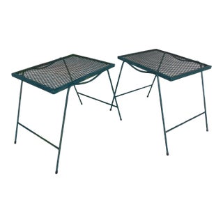 Vintage Wrought Iron Saarinen Style Accent End Tables - a Pair For Sale