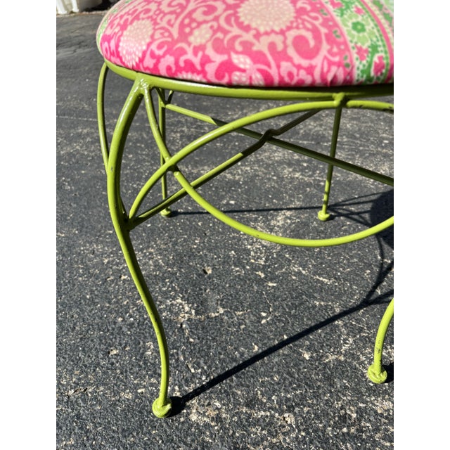 1970s Vintage Green Iron Peacock Garden Chair or Vanity Chair For Sale - Image 12 of 12