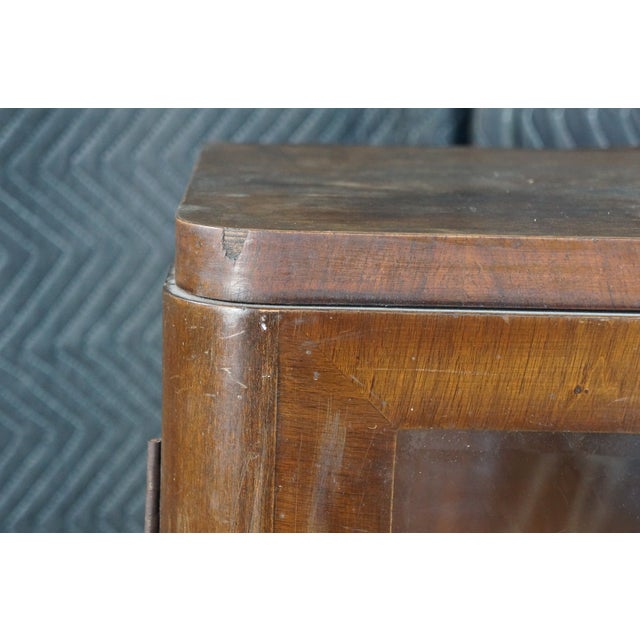 Antique Art Deco Mahogany Curio Cabinet Bookcase Console 42" For Sale - Image 6 of 18