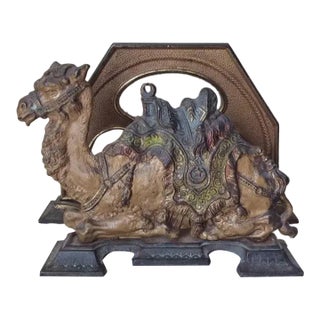 Antique Art Deco, Egyptian Revival Letter Holder With Camel, Desk Accessory For Sale