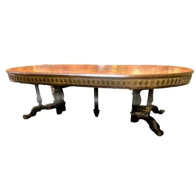Monumental 19th Century Antique French Empire Dining Table in Burlwood, Satinwood and Mahogany For Sale - Image 10 of 12
