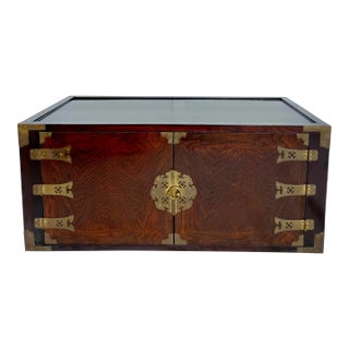 Asian Two-Door Low Cabinet With Brass Hardware For Sale