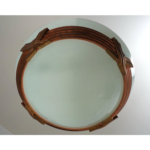 Metal Vintage Art Deco Bowl Form Chandelier Fixture For Sale - Image 7 of 8