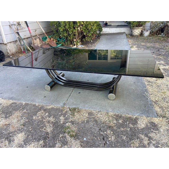Vintage Art Deco Tubular Smoked Glass Coffee Table Romeo Rega Style For Sale - Image 16 of 18
