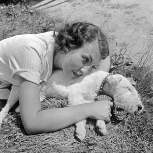 Karl Heinrich Lämmel, Woman and Dog in Summer, 1930s / 2025, Photographic Print