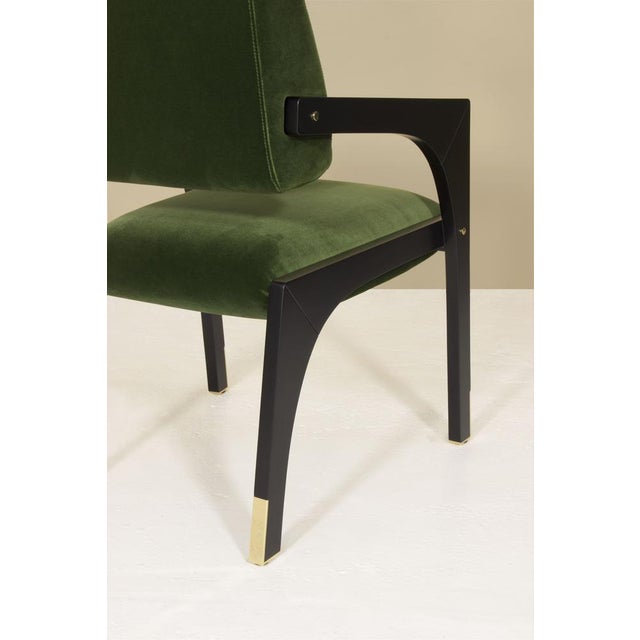 Black Arches Dining Chair in Green Cotton Velvet by InsidherLand For Sale - Image 8 of 13