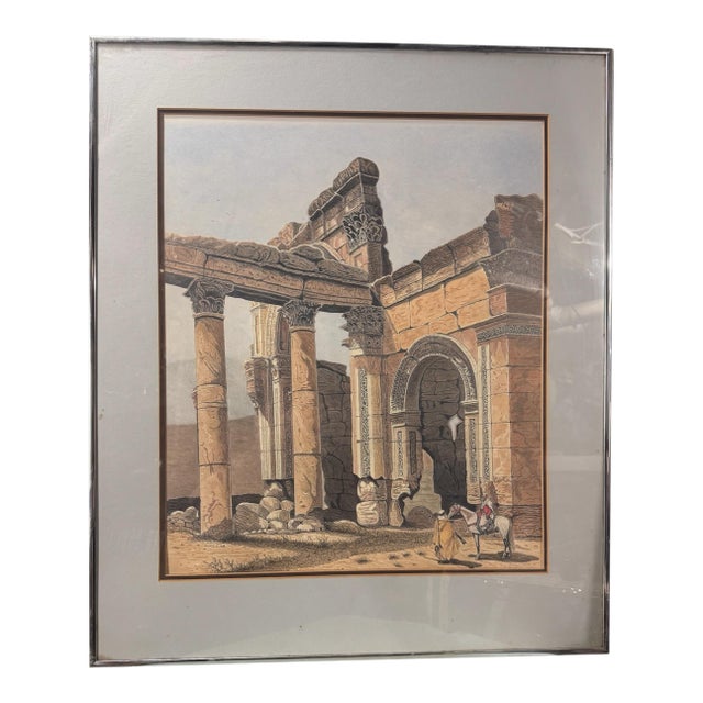 Vintage Landscape Watercolor Painting Drawing of the Monumental Arch For Sale