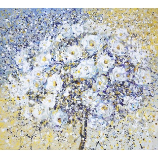 Early 21st Century White Roses.Modern Original Hand Painting. For Sale