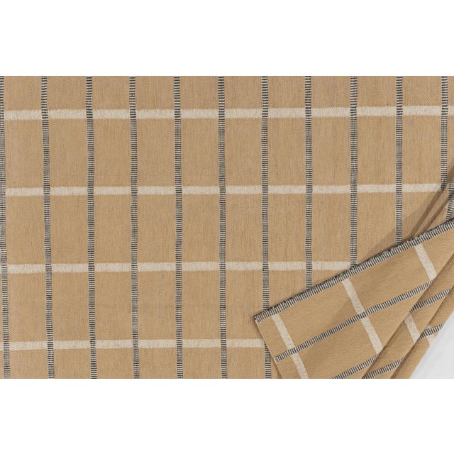 Modern Beige Plaid Indoor Outdoor Polyester Rug, 9' X 12' For Sale - Image 3 of 11